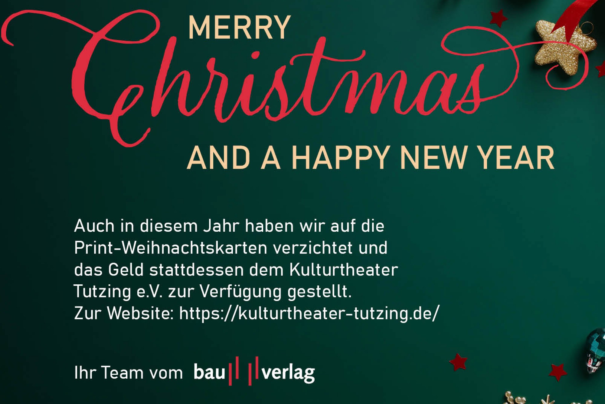 Frohe Weihnachten und einen guten Start ins neue Jahr!